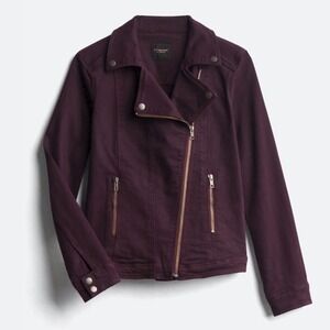 Liverpool Jeans Company Rich Velvet Moto Jacket Burgundy Size M